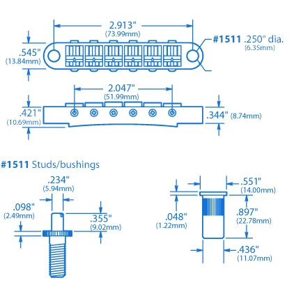 Gotoh Tune-o-matic Bridge With Studs/Bushings - StewMac - Image 4